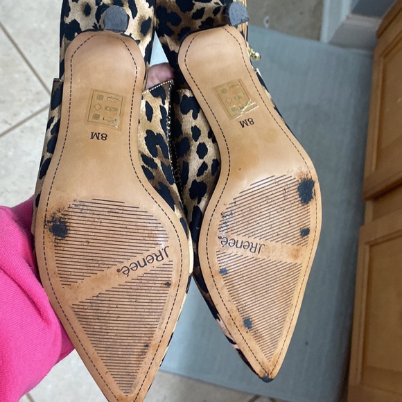 J.Renee’ brown black animal print kitten heel sling back shoes 8 New $99 - Picture 5 of 7